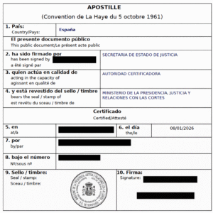 Certificado De Apostilla De La Haya